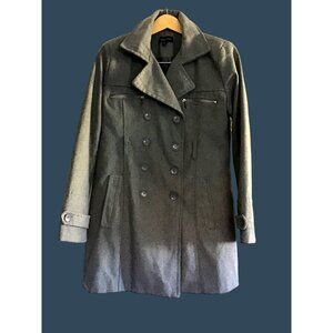 NEW LOOK -WOMEN'S GREY COAT LONG SLEEVE 40% WOOL BUTTON FRONT CLOSURE SIZE LARGE